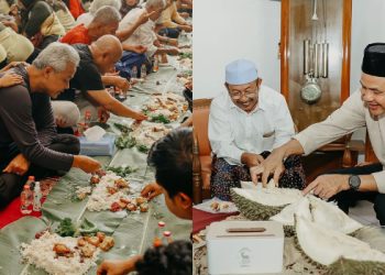 Capres Ganjar Pranowo saat menikmati hidangan makanan yang disediakan oleh masyarakat saat ia menginap di rumah warga (sumber: Instagram @ganjar_pranowo)