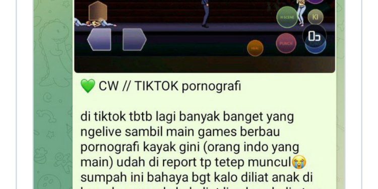 Tangkapan layar netizen minta Livestream game berbau pornografi di TikTok dihapus. (dok. Panduga)