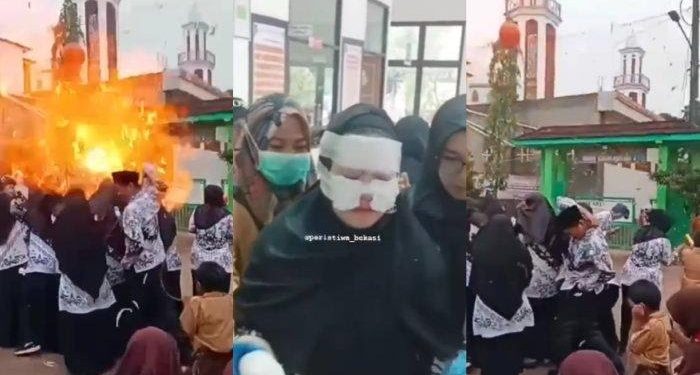 Tangkapan layar video viral ledakan balon gas di Bekasi. (dok. Instagram @undercover.id)