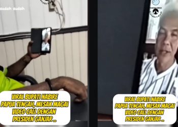 Tangkapan layar video Bupati Nabire saat melakukan video call dengan Ganjar Pranowo. (Panduga)