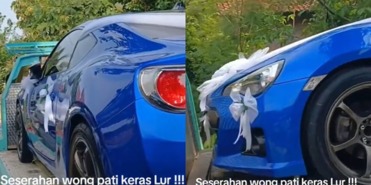 Viral di media sosial seorang pria di Kabupaten Pati memberikan seserahan berupa mobil mewah di hari pernikahannya (dok. Instagram @fasmawi_saban)