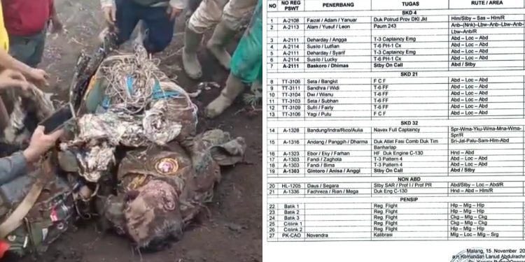 Dua pesawat TNI AU jatuh di lereng Gunung Bromo Pasuruan Jawa Timur, Kamis (16/11/2023)