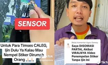 Tangkapan layar video viral cabut stiker partai. (dok. Tiktok @agosgemoy)