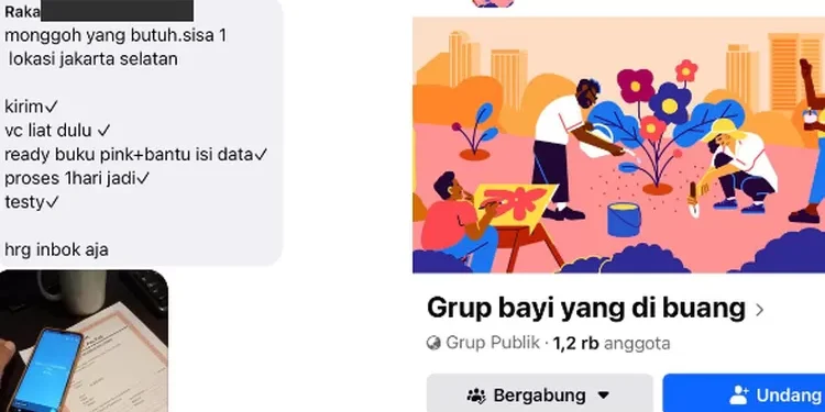 Tangkapan layar Grup Facebook Bayi Yang Dibuang. (dok. Panduga)