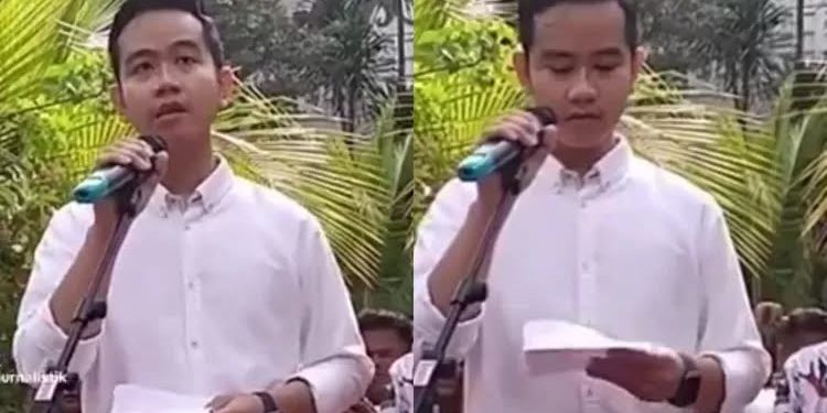 Tangkapan layar video Girban Rakabuming Raka saat berorasi. (dok. Twitter @Gojekmilitan)