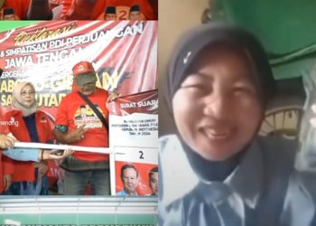 Titi Setiasih relawan PDI Perjuangan yang mendukung Prabowo-Gibran tentara karena dibayar (dok. Instagram @garang_ganjar_menang)