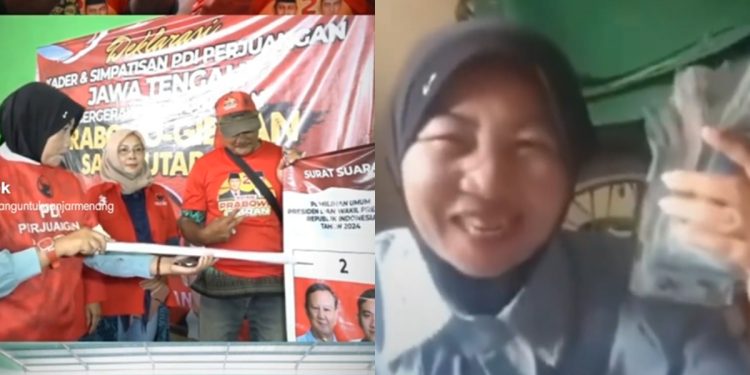 Titi Setiasih relawan PDI Perjuangan yang mendukung Prabowo-Gibran tentara karena dibayar (dok. Instagram @garang_ganjar_menang)