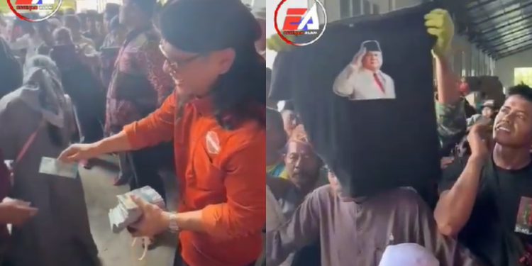 Gus Miftah sedang bagi-bagi uang ke masyarakat di Madura (dok. Tiktok @essenah_alam)