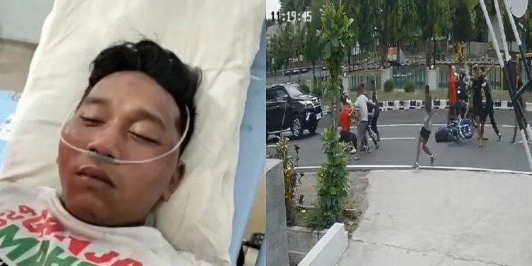 Relawan Ganjar-Mahfud dianiaya prajurit TNI di depan Yonif Raider 408/Suhbrastha Jalan Perintis Kemerdekaan, Boyolali, Jawa Tengah, Sabtu (30/12/2023). (dok. istimewa)