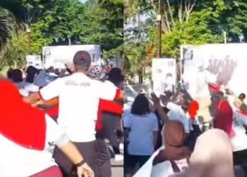 Warga di dekat tempat tinggal Gibran Rakabuming Raka di Solo selenggarakan senam sehat dukung Ganjar Pranowo (dok. Tiktok @yusuf_dumdum)