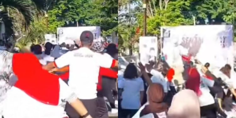 Warga di dekat tempat tinggal Gibran Rakabuming Raka di Solo selenggarakan senam sehat dukung Ganjar Pranowo (dok. Tiktok @yusuf_dumdum)