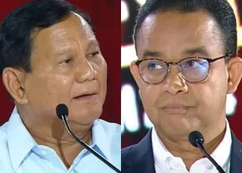 Anies dan Prabowo dalam debat capres yang digelar, Minggu (7/1/2024). (dok. istimewa)