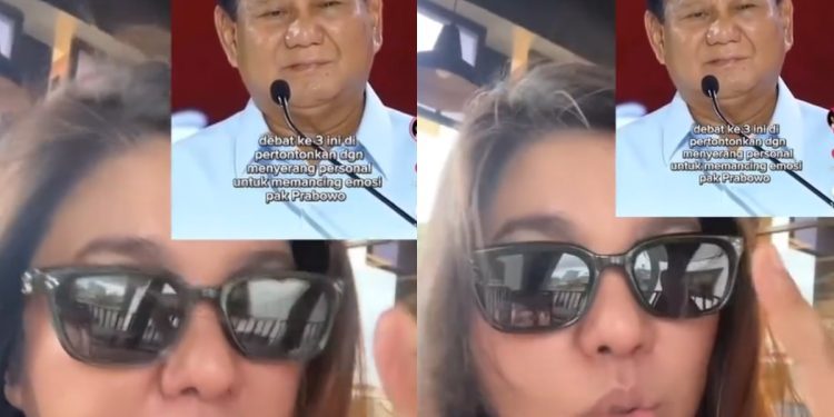 Viral video wanita mengomentari miki Prabowo saat debat capres (dok. Instagram @muannas_alaidid)