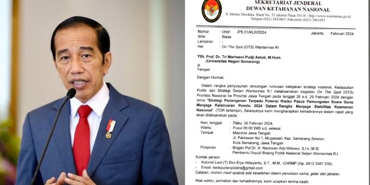 Surat undangan dari Dewan Ketahanan Nasional untuk sivitas akademik Unnes (dok. istimewa)