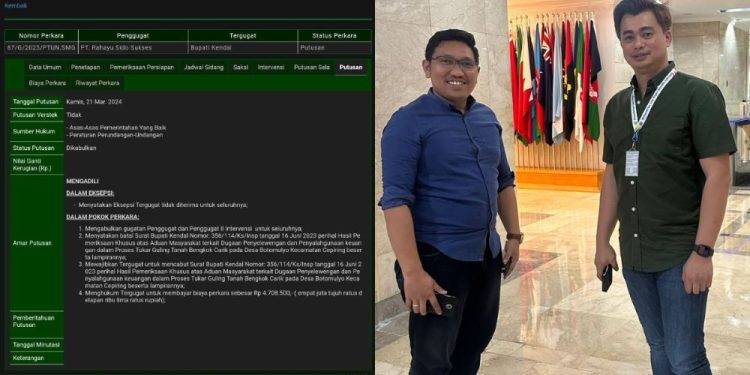 Gugatan ke PTUN Semarang soal tanah ruislag di Desa Botomulyo, Kecamatan Cepiring, Kabupaten Kendal (dok. istimewa)