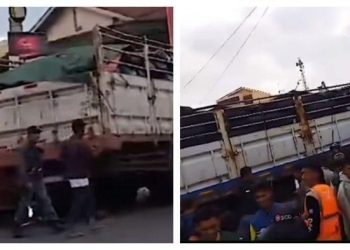 Kecelakaan maut melibatkan truk galon air yang menyebabkan tiga korban luka di Kertek, Wonosobo, Jumat (5/4/2024) pagi. (dok. istimewa)