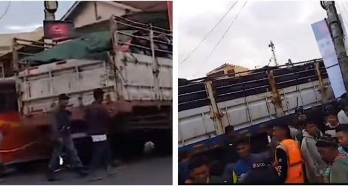 Kecelakaan maut melibatkan truk galon air yang menyebabkan tiga korban luka di Kertek, Wonosobo, Jumat (5/4/2024) pagi. (dok. istimewa)