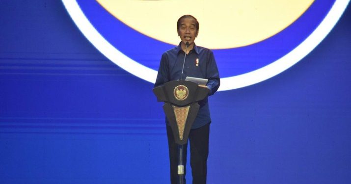 Presiden Joko Widodo saat menghadiri Kongres III Nasdem di Jakarta (dok. istimewa)