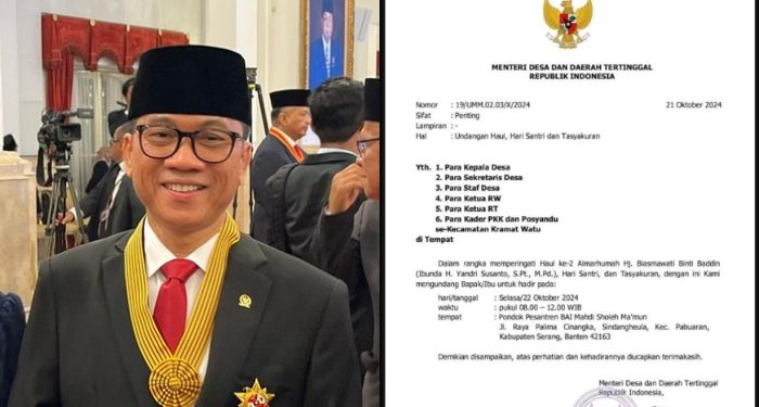 Menteri Desa dan Pembangunan Daerah Tertinggal, Yandri Susanto (dok. istimewa)