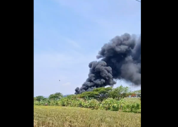 Kebakaran truk kontainer di Tol Semarang-Batang, Jumat (11/10/2024). (dok. istimewa)