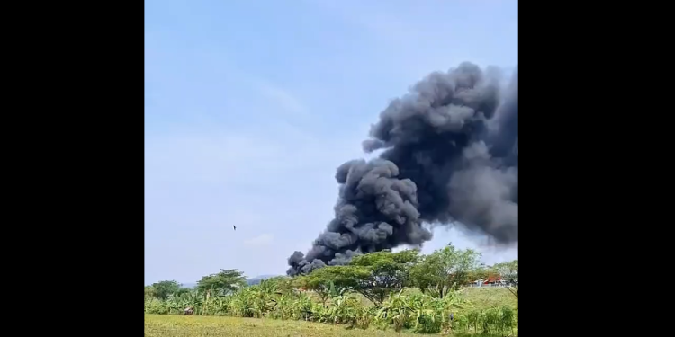 Kebakaran truk kontainer di Tol Semarang-Batang, Jumat (11/10/2024). (dok. istimewa)