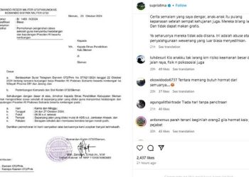 Surat pengerahan Kodim Sleman kepada siswa sekolah untuk menyambut kedatangan Presiden Prabowo (dok. istimewa)
