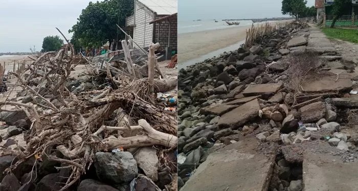 Abrasi Ancam Desa Pandangan Kulon Rembang, Jalan dan Gazebo Wisata Hilang Tergerus Ombak