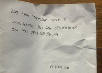 Surat wasiat Christopher Farrel Millenio Kusuma ketika hilang di Pantai Pandan Payung (dok. istimewa)