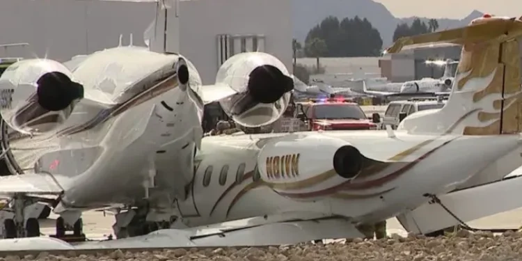 Tabrakan pesawat jet pribadi di Bandara Scottsland Arizona, AS (dok. istimewa)