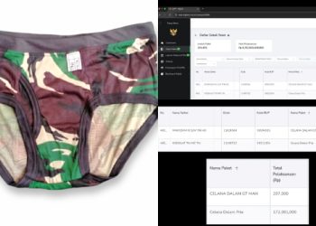 Publik geger! Data LKPP 2025 mengungkap anggaran Rp170 juta untuk pembelian celana dalam TNI. (dok. istimewa)