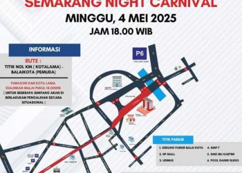 Penutupan jalan selama Semarang Night Carnival 2025 (dok. istimewa)