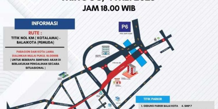 Penutupan jalan selama Semarang Night Carnival 2025 (dok. istimewa)