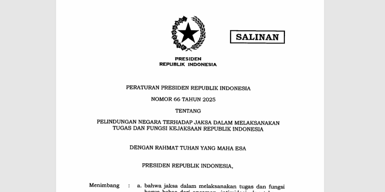Perpres tentang TNI lindungi jaksa (dok. istimewa)