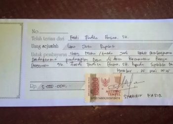 Kwitansi perjanjian rekrutmen pendamping desa (dok. istimewa)