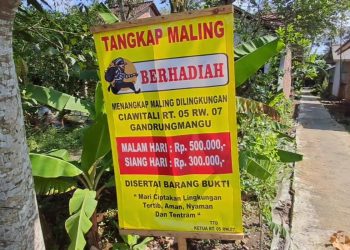 Sayembara menangkap maling di Desa Gandrungmangu, Cilacap (dok. Kompas.com)