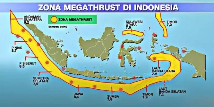 Zona Megathrust di Indonesia (dok. istimewa)